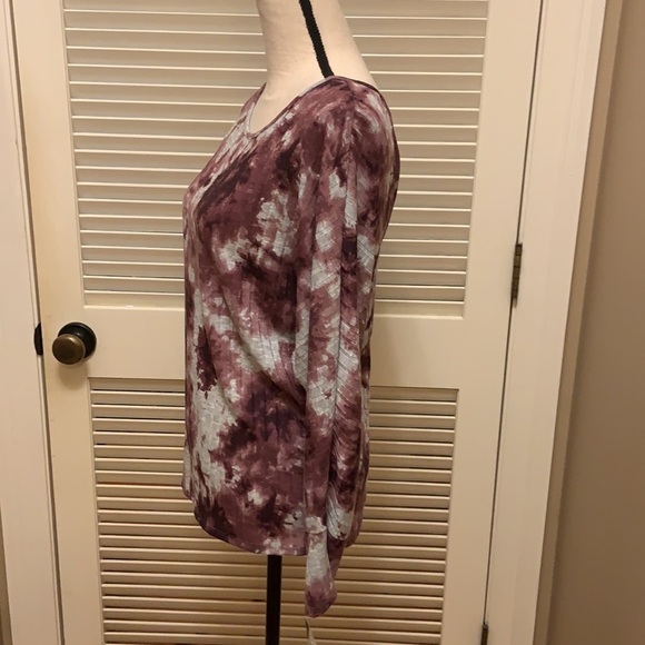 I. N. San Francisco Dolman Sleeve Tie-Dye Twist Back Top in Dark Mauve - Picture 8 of 15